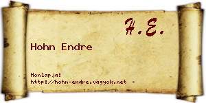 Hohn Endre névjegykártya